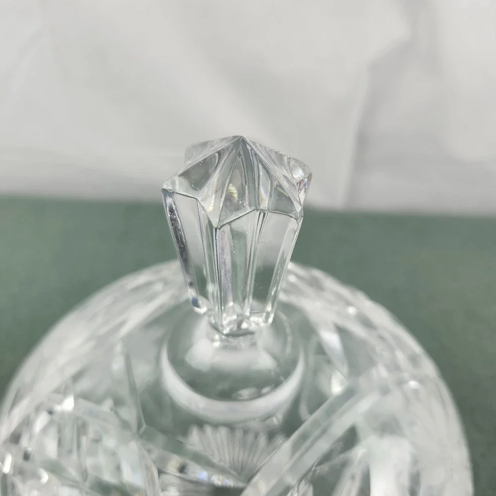 Vintage Oval Footed Crystal Clear  Floral cut 7